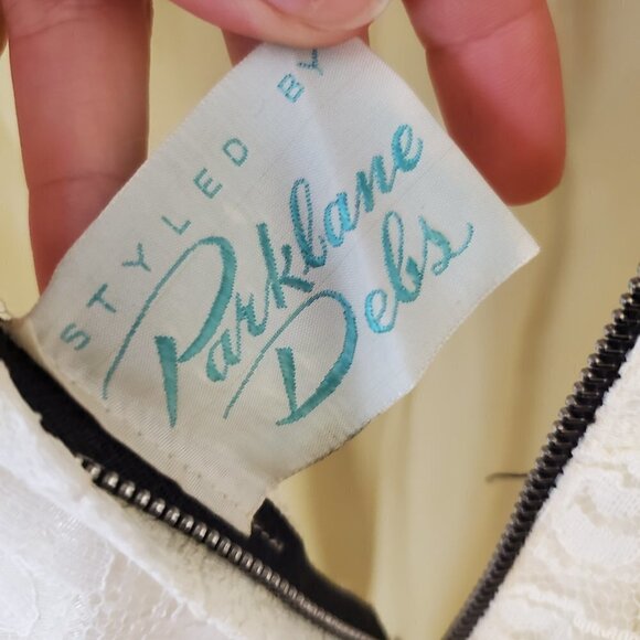 Vtg 50s 60s Fit Flare Dress Parklane Cupcake Lace/tulle V Back Midi S/4 - Picture 10 of 11